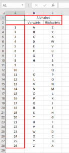 Excel Tabelle mit zu fixierenden Spalten und Zeilen